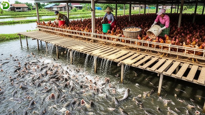 Aerial view of fish farming ponds